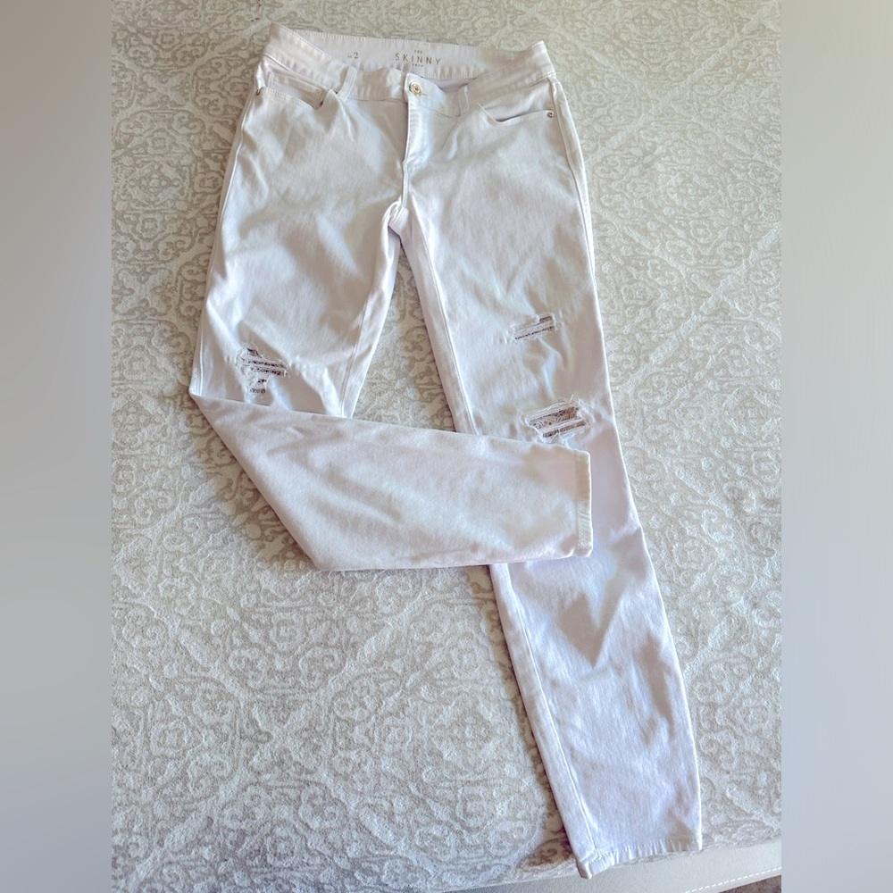White House Black Market Distressed Skinny Jeans